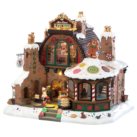 Cuisine de mère Noël "Mrs. ClausKitchen", avec adaptateur 4.5v (aa) - Village Lemax