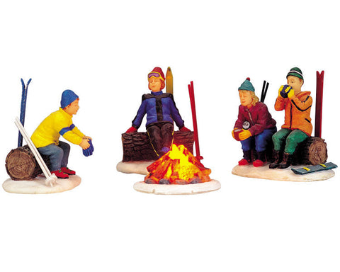Feu de camp des skieurs, ensemble de 4, b/o (4.5v) - Village Lemax