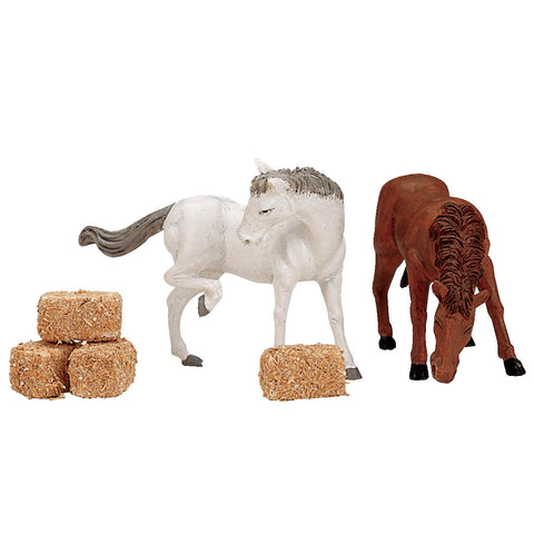 Chevaux et balles de foin, lot de 6 - Village Lemax