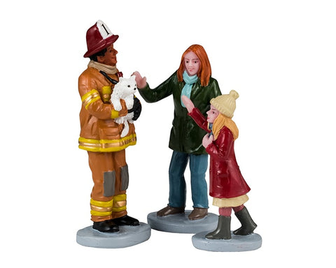 Pompiers au secours, ensemble de 3 - Village Lemax