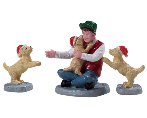 Nouveaux chiots, ensemble de 3 - Village Lemax